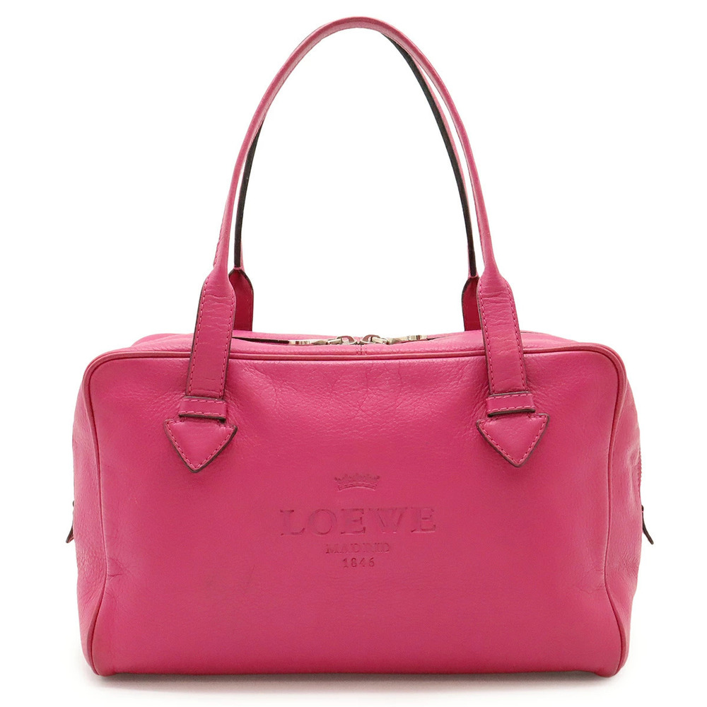 Loewe Heritage Boston Bag Handbag Leather Fuschia Pink
